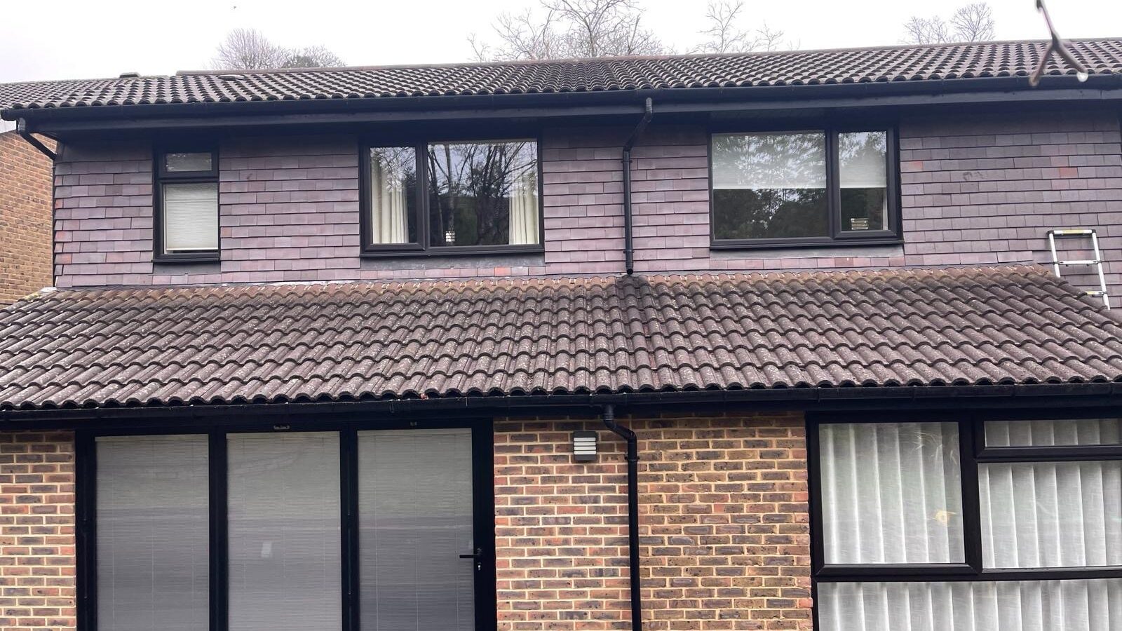 Moss and debris cleared from guttering on a residential property